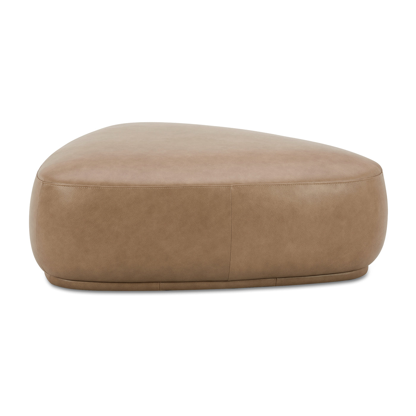 Pebble 44" Rounded Triangle Cocktail Ottoman, Tuscan Tan Brown Top Grain Leather Tan Brown Foam Leather