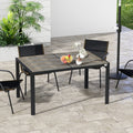 Outsunny Outdoor Dining Table For 6 People, Aluminum Rectangular Patio Table With Faux Wood Tabletop For Backyard, Lawn, Balcony, Poolside, 55