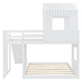 Wooden Twin Over Full Bunk Bed, Loft Bed With Playhouse, Farmhouse, Ladder, Slide And Guardrails, White Old Sku :Lt000028Aak Twin White Solid Wood