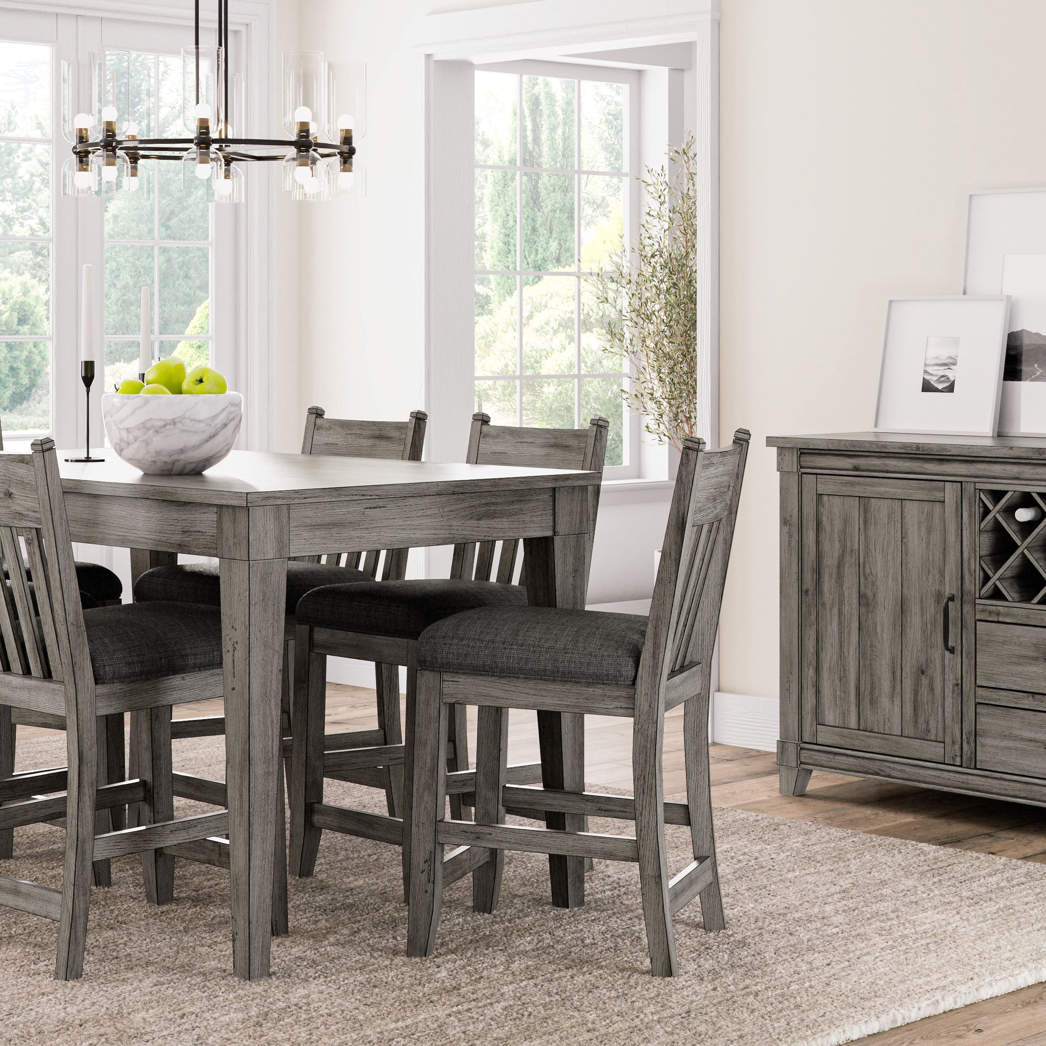 Rustic Gray Counter Height Dining Table Gray Solid Wood Mdf