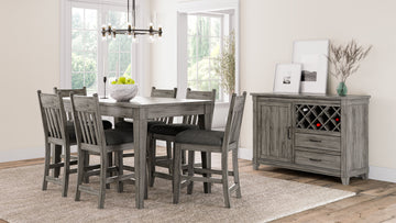 Rustic Gray Counter Height Dining Table Gray Solid Wood Mdf