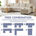 113.5'' Modular Sectiona Corduroy Sofa, Sectional Couches For Living Room U Shaped Sectional Couch With Storage Ottoman, 6 Seats Convertible Sectionals With Chaise Beige Corduroy 3 Seat
