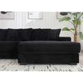 Arrived Oversized Two Piece Couches, L Shaped Sofa, Corduroy, Right Chaise Daybed,With Armrests,Eight Throw Pillows,Corner Sofa,Easy To Assemble, Black Black Polyester Wood Primary Living Space