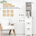 Bathroom Tall Storage Cabinet, Slim Free Standing Cabinet With 3 Drawers And 2 Shelves,Floor Cabinet For Small Space, 11.8