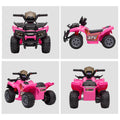 Aosom Kids Atv Four Wheeler Ride On Car, Motorized Quad, 6V Battery Powered Electric Quad With Songs For 18 36 Months, Pink Pink Iron Plastic