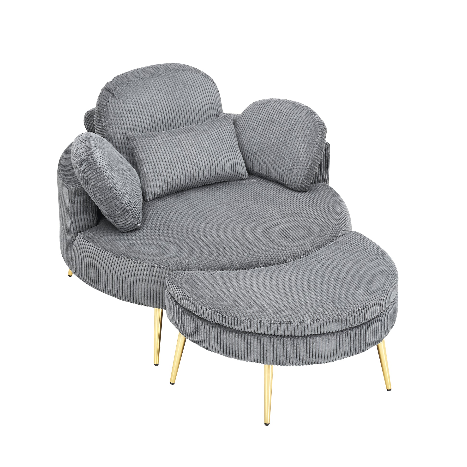 43 Inches Single Grey Comfortable Chair, Single Chair Soft And Comfortable, Suitable For Meeting Room, Living Room, Bedroom Gray Corduroy 1 Seat