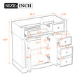 36'' Bathroom Vanity Without Basin Sink, Solid Wood Frame Bathroom Storage Cabinet, Freestanding Vanity With 3 Drawers& Adjustable Shelf Not Include Basin Sink Blue Bathroom Modern Solid Wood Mdf