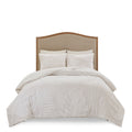 3 Piece Tufted Cotton Chenille Palm Duvet Cover Set King White Cotton