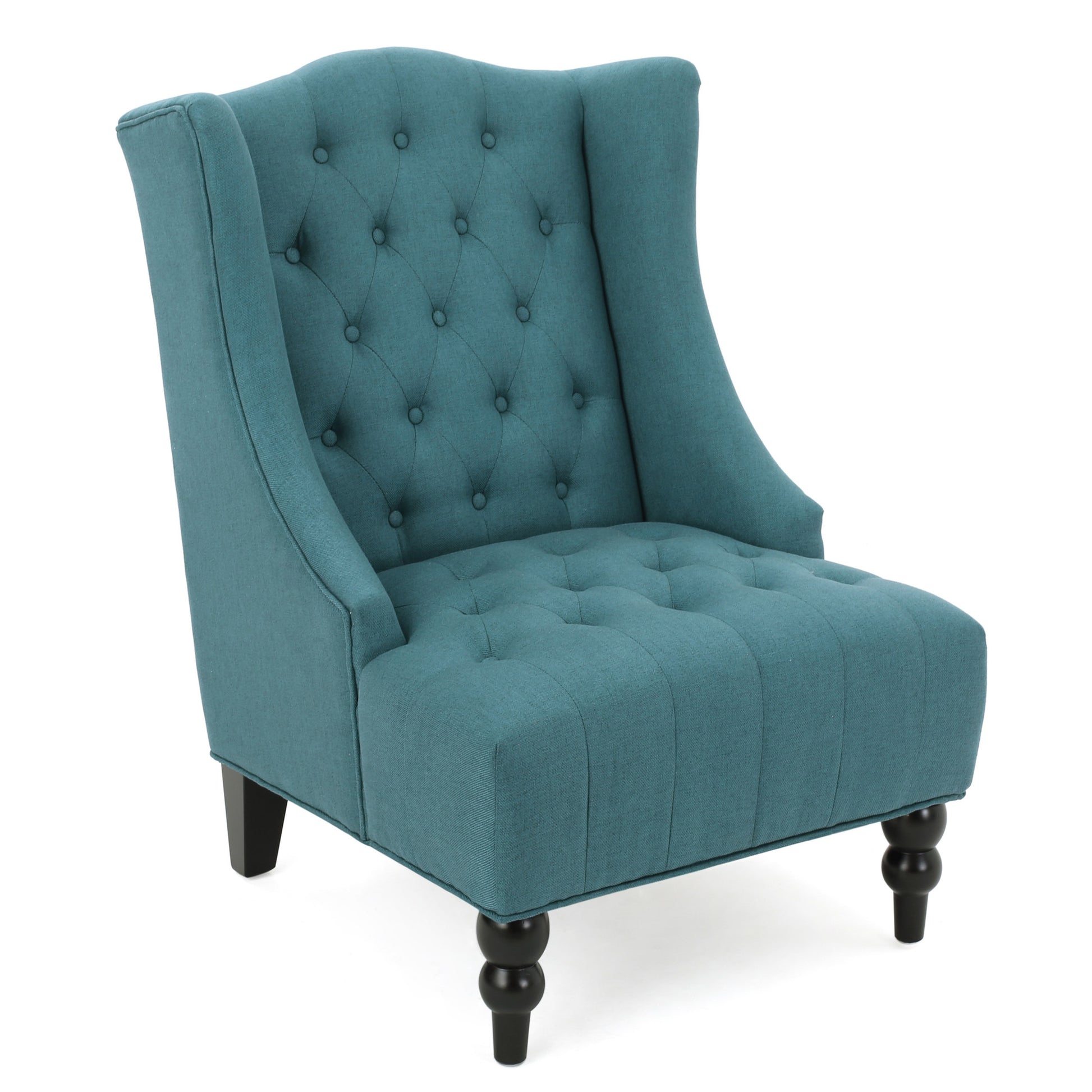 Upholstered Wingback Chair Teal Fabric