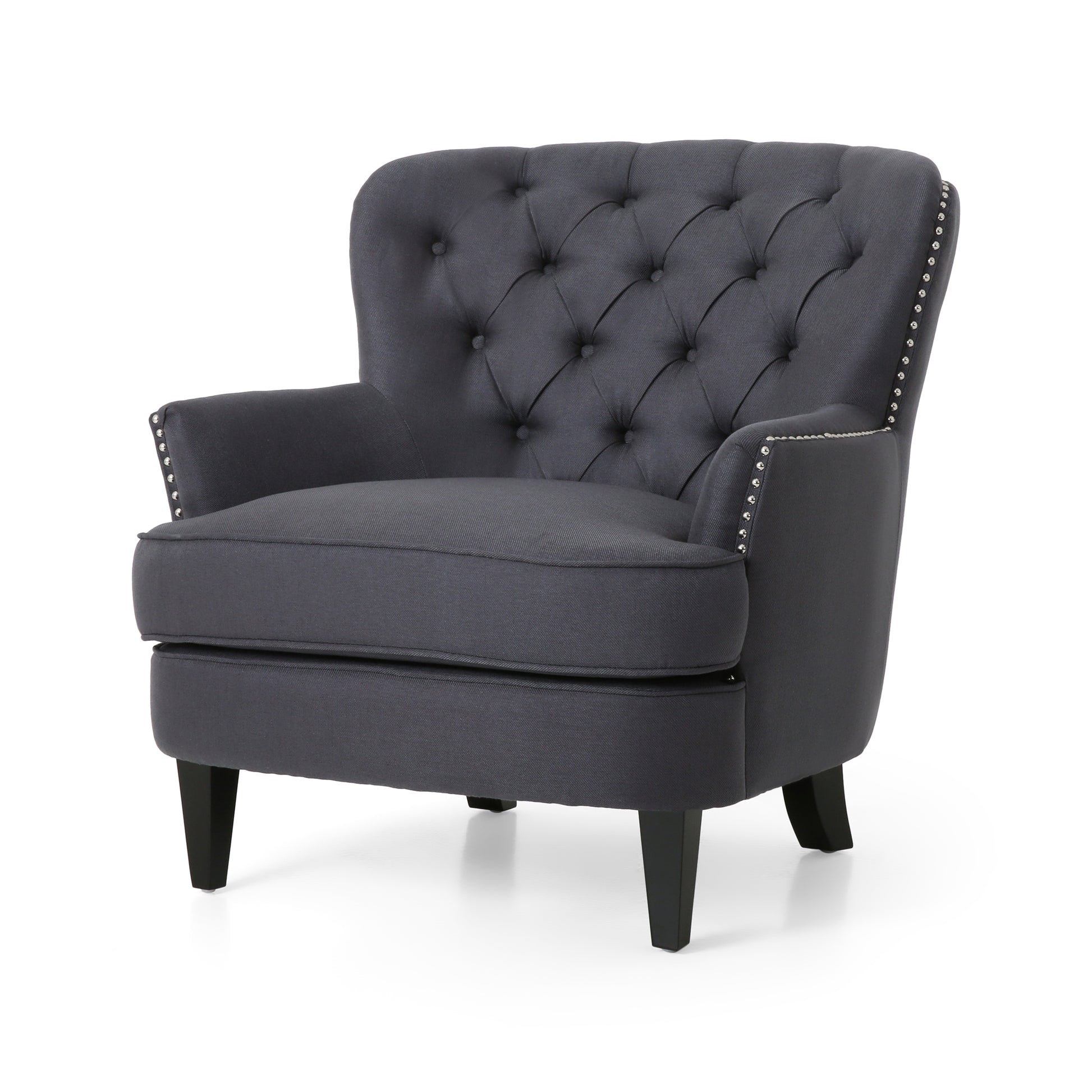 Club Chair Ottoman Grey Fabric