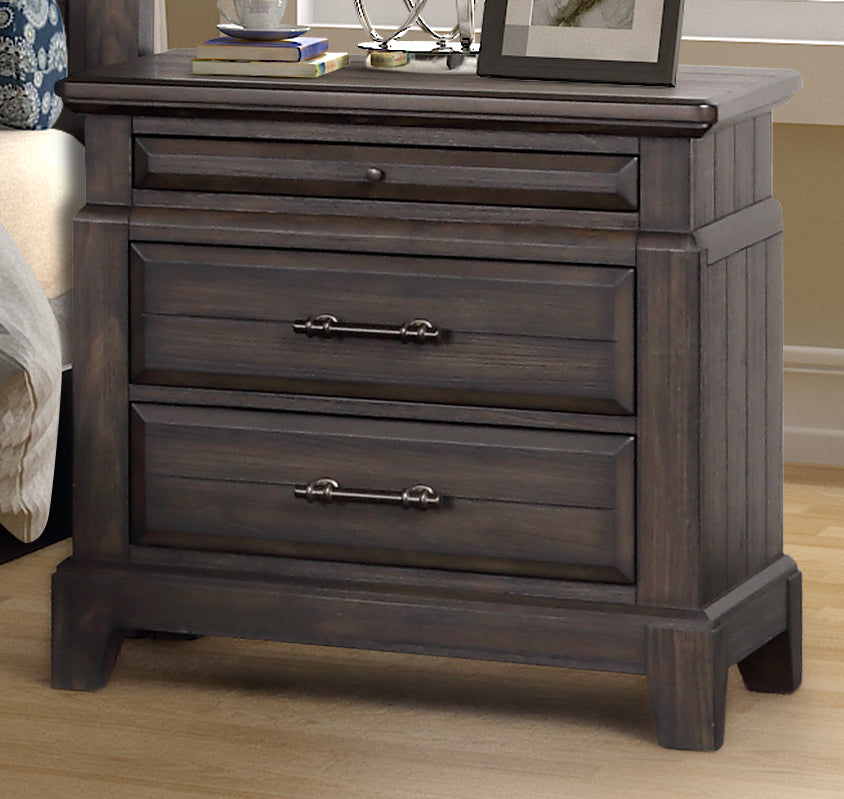 2 Drawer Nightstand Mahogany Solid Wood Mdf