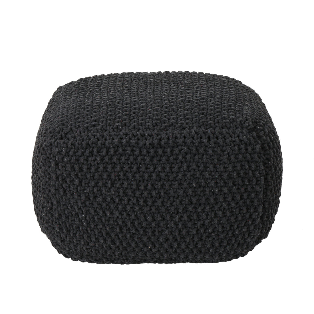 Hollis Knitted Cotton Pouf Cube 20 X 20 X 16 Pouf Dark Grey Cotton