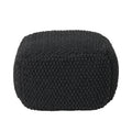 Hollis Knitted Cotton Pouf Cube 20 X 20 X 16 Pouf Dark Grey Cotton