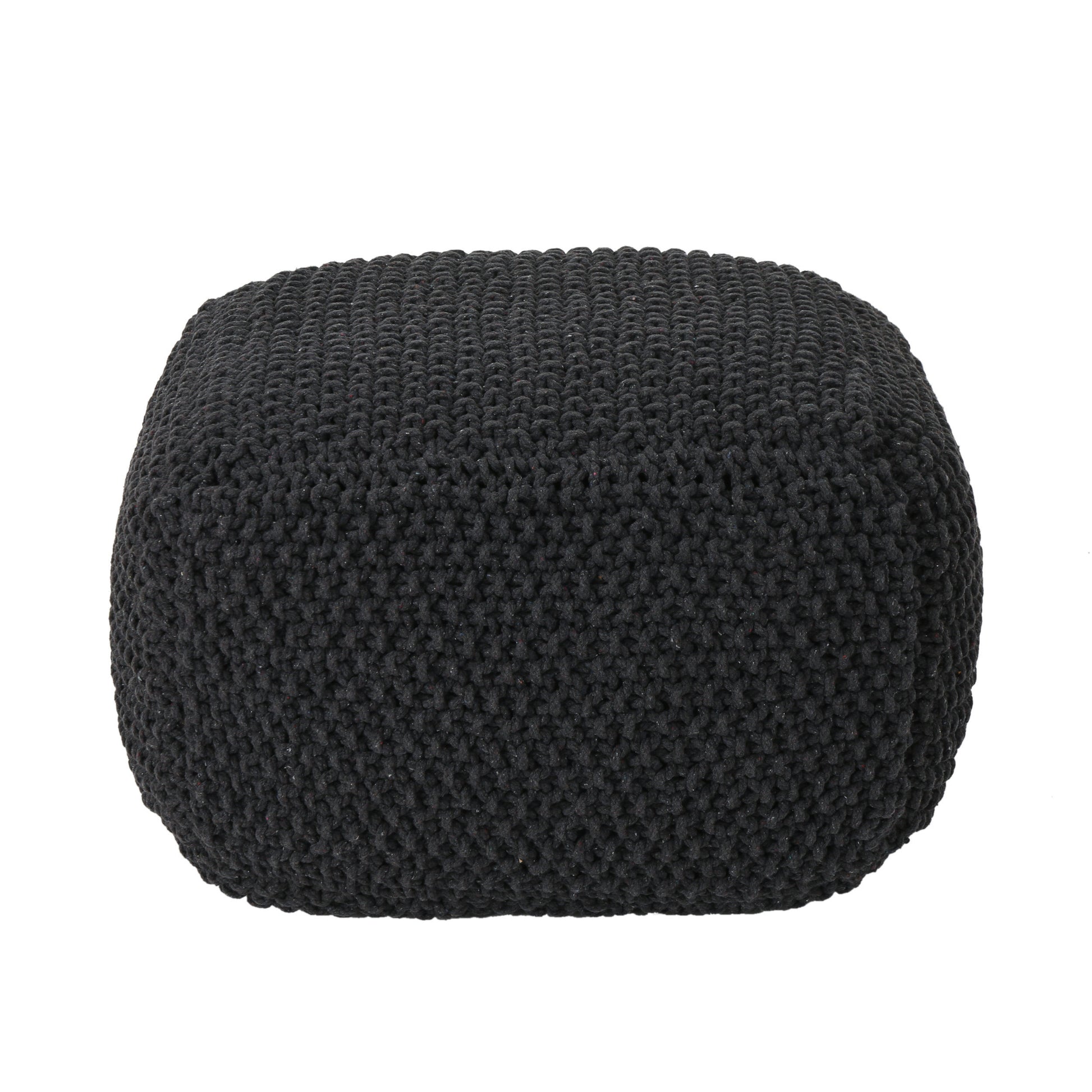 Hollis Knitted Cotton Pouf Cube 20 X 20 X 16 Pouf Dark Grey Cotton