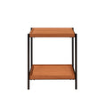 Honey Oak And Black End Table With Shelf Honey Primary Living Space Shelves Square Wood Metal