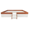 Full Size Upholstered Daybed Frame With Fence And Stairs, Brown White Full Brown White Mdf Lvl
