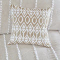 Embroidered Cotton Oblong Decorative Pillow Taupe 12X20
