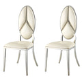 Beige And Antique White Oval Back Side Chairs Set Of 2 Beige Dining Room Set Of 2 Fabric Metal