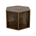 47.24'' Hexagonal Coffee Table Side Table Nightstand Antique Wood 2Pcs Antique Brown Mdf
