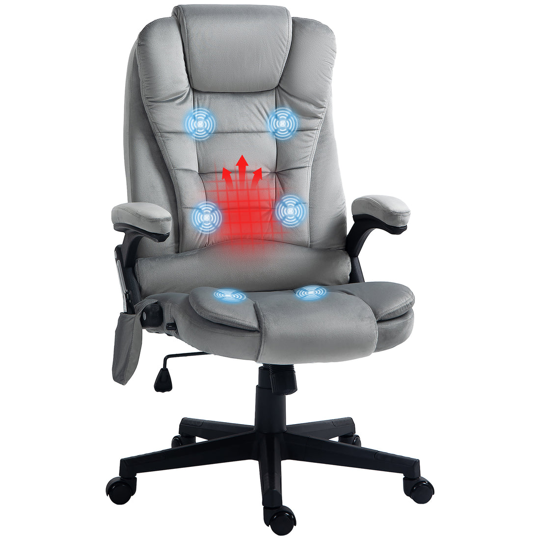 Homcom 6 Point Vibrating Massage Office Chair With Lumbar Heat Gray Gray Polyester