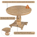 5 Piece Retro Dining Set, Round Table With Pedestal Table Base And 4 Upholstered Chairs For Dining Room And Kitchen Natural Wood Wash Natural Wood Wash Solid Wood Mdf