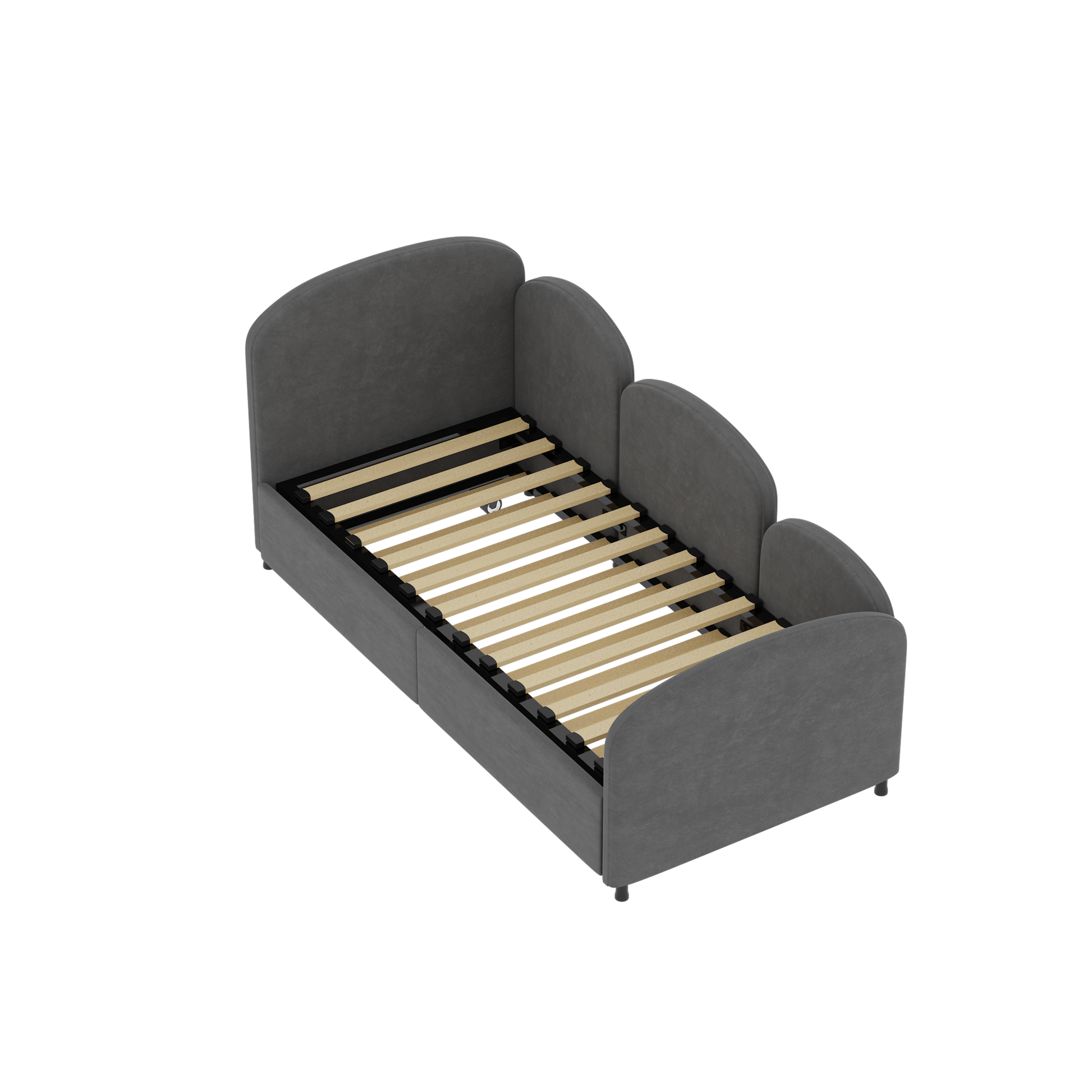 Twin Size Twin Size Bed Frames With An Another Bed Frame, Velvet Upholstered Daybed, Modern Sofa Bed Daybed Frame For Bedroom Living Room, Suitable For Living Room, Kids Room, Bedroom Ddry Gray Dark