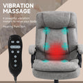 Homcom 6 Point Vibration Massage Office Chair With Heat, Gray Gray Polyester