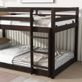 Solid Woodensolid Rubber Wooden Twin Over Twin Loft Bed With Ladder ,Upper And Bottom Bed Platforms Crafted With Strengthened Slats,Espresso Twin Espresso Rubber Wood