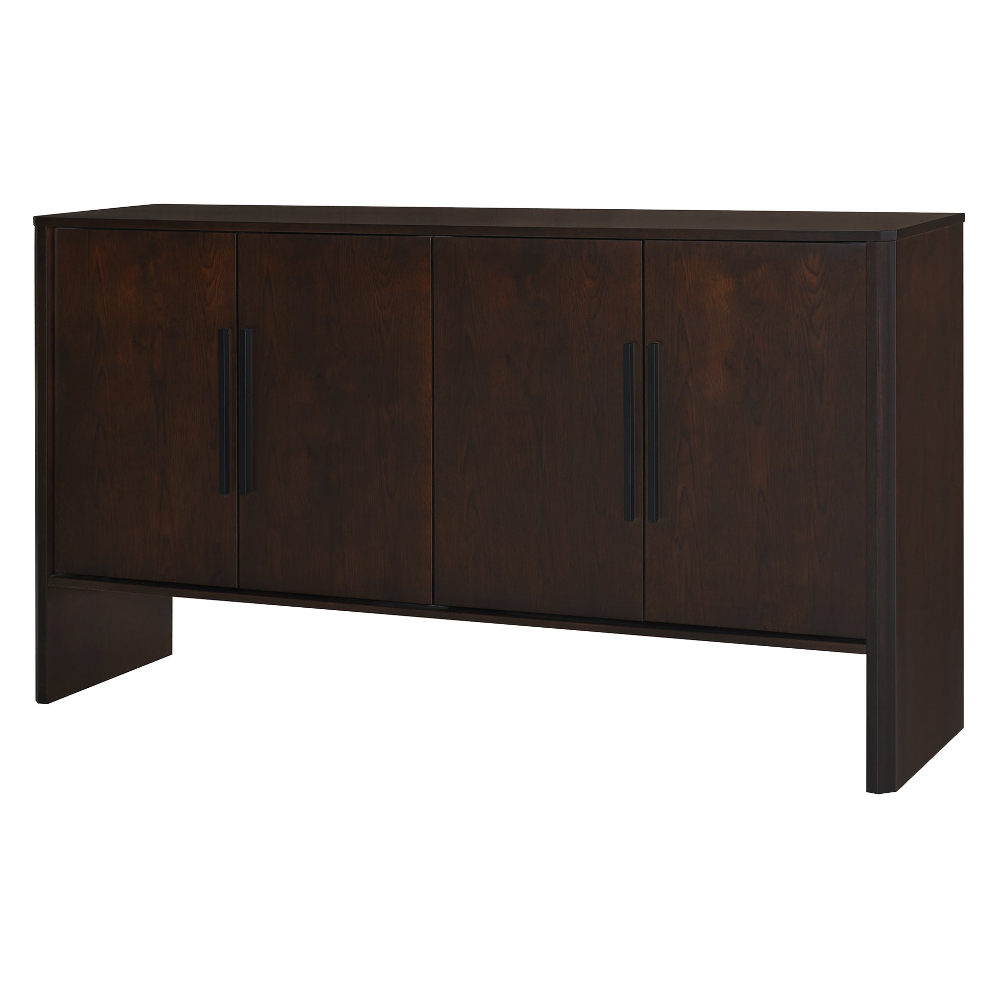4 Door Large Storage Retro Sideboard With Adjustable Shelves And Long Handles For Kitchen, Dining Room And Living Room Espresso Espresso Mdf