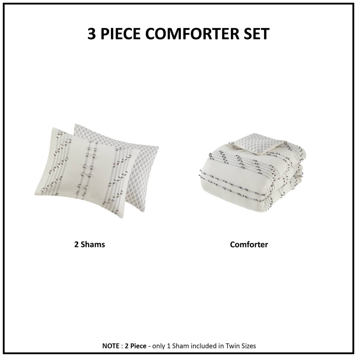 3 Piece Cotton Jacquard Comforter Set Ivory Full Queen Queen Ivory Cotton