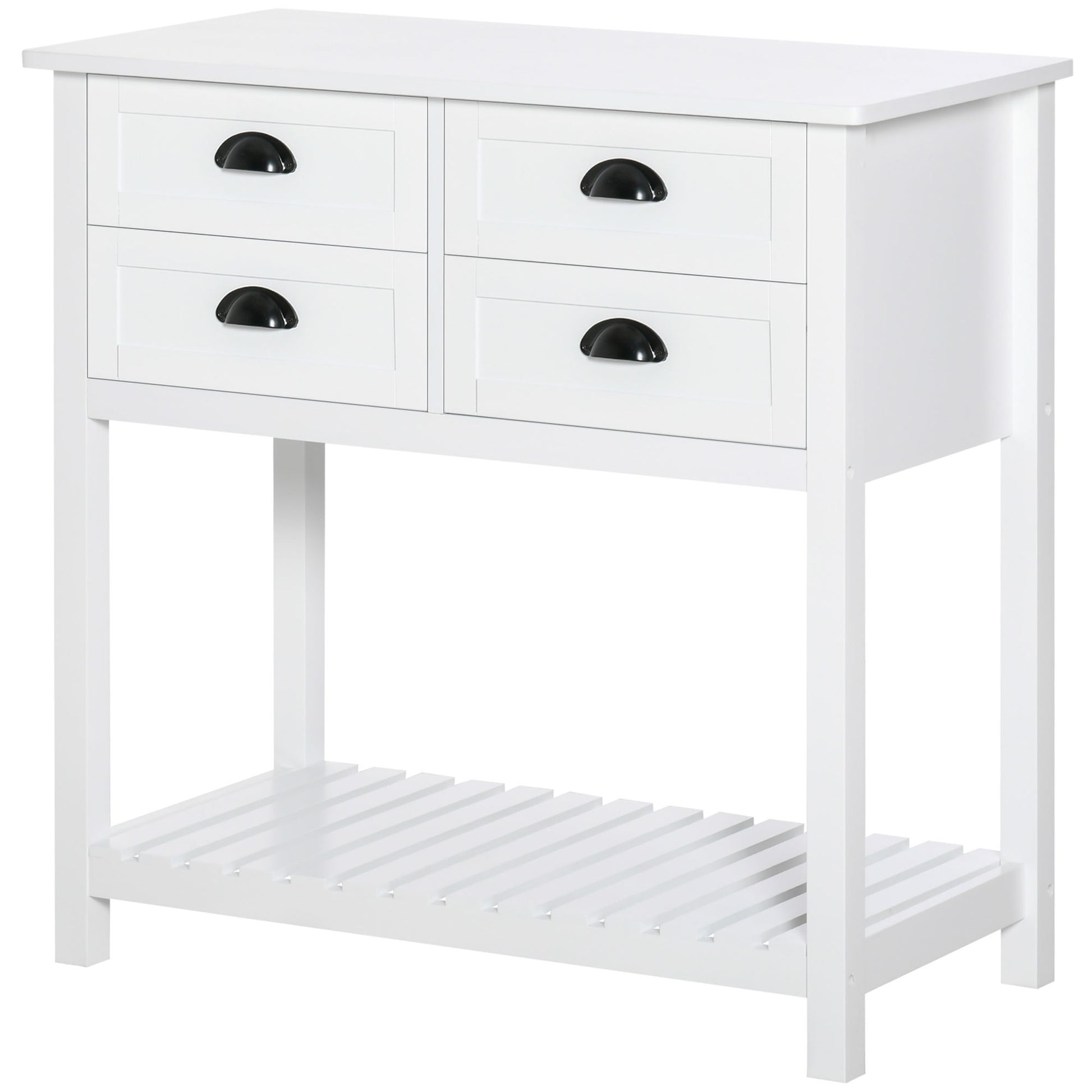 Homcom Coffee Bar Cabinet, Sideboard Buffet Cabinet, Kitchen Cabinet With 4 Drawers And Slatted Bottom Shelf For Kitchen, Living Room, White White Mdf