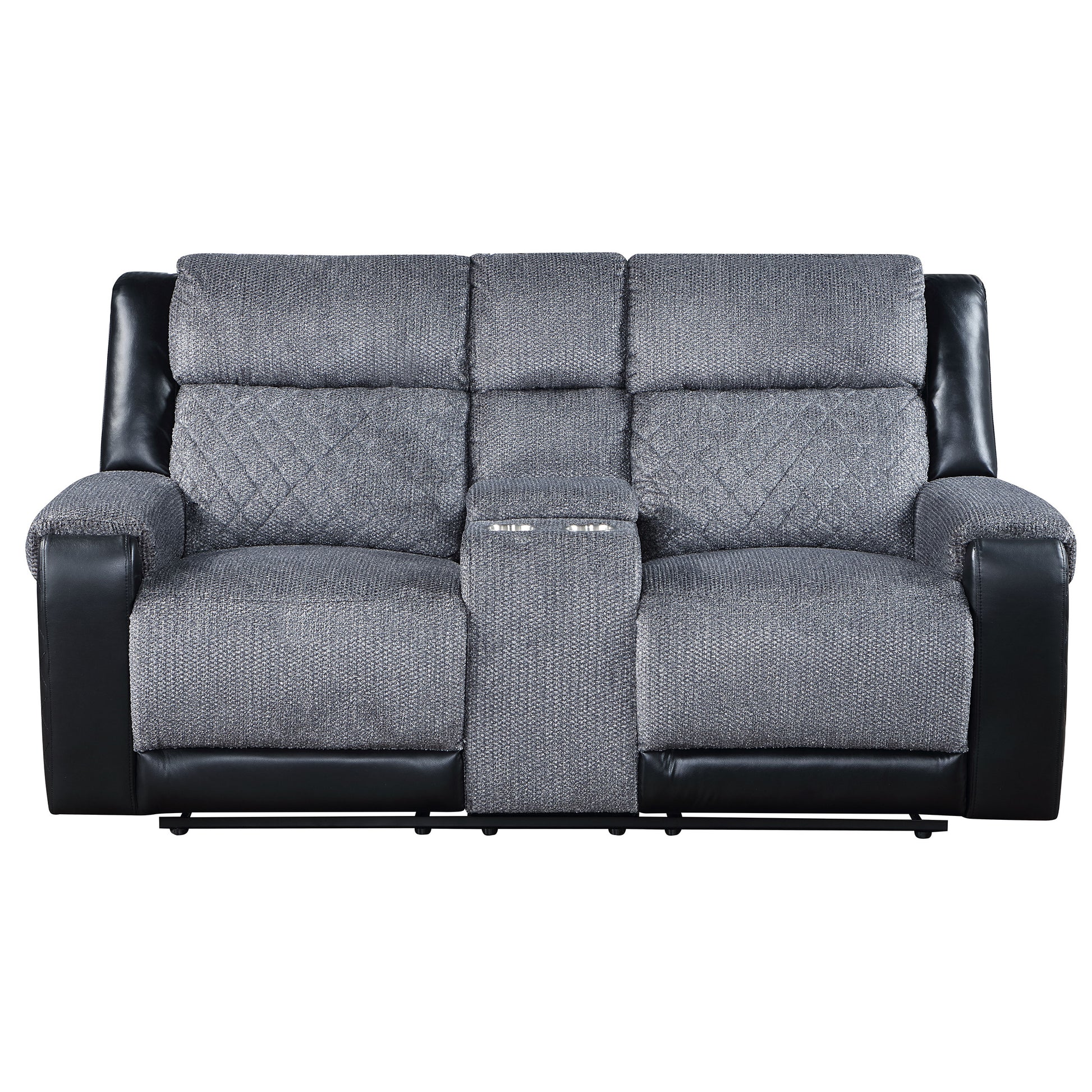 Alicia Grey Black Console Reclining Seat Gray Fabric