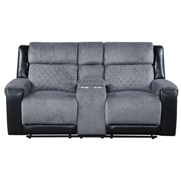 Alicia Grey Black Console Reclining Seat Gray Fabric