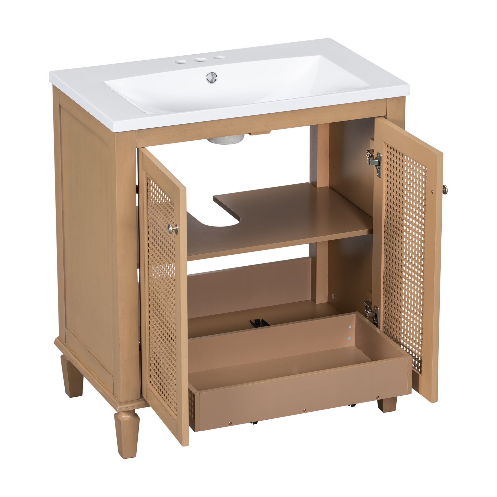 30 Inch Bathroom Vanity With Resin Sink, Freestangding Bathroom Vanity Set With Hidden Drawer, Storage Cabient For Bathroom, Solid Wood Frame Bathroon Cabinet 1 Wood 2 1 Bathroom Freestanding Solid Wood Mdf Resin Painted