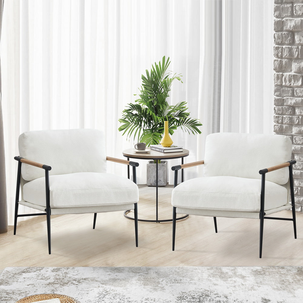 Leisure Chair Lounge Chair Velvet White Color White Fabric