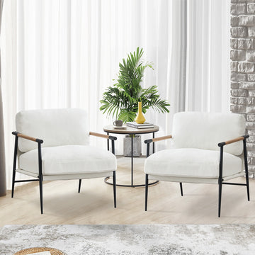 Leisure Chair Lounge Chair Velvet White Color White Fabric