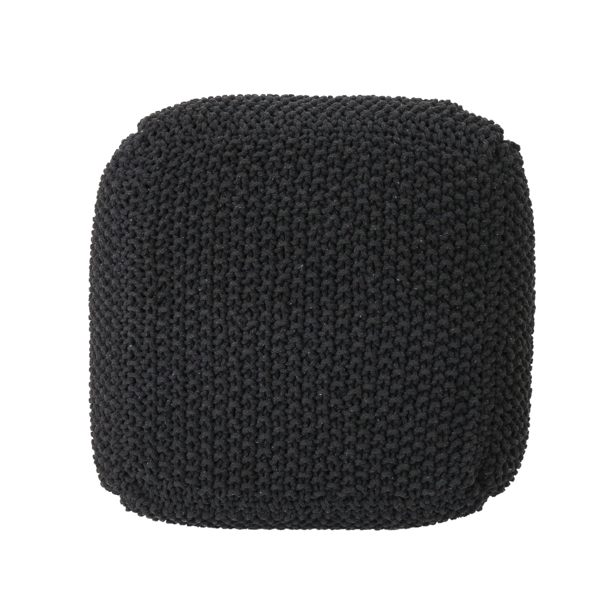 Hollis Knitted Cotton Pouf Cube 20 X 20 X 16 Pouf Dark Grey Cotton