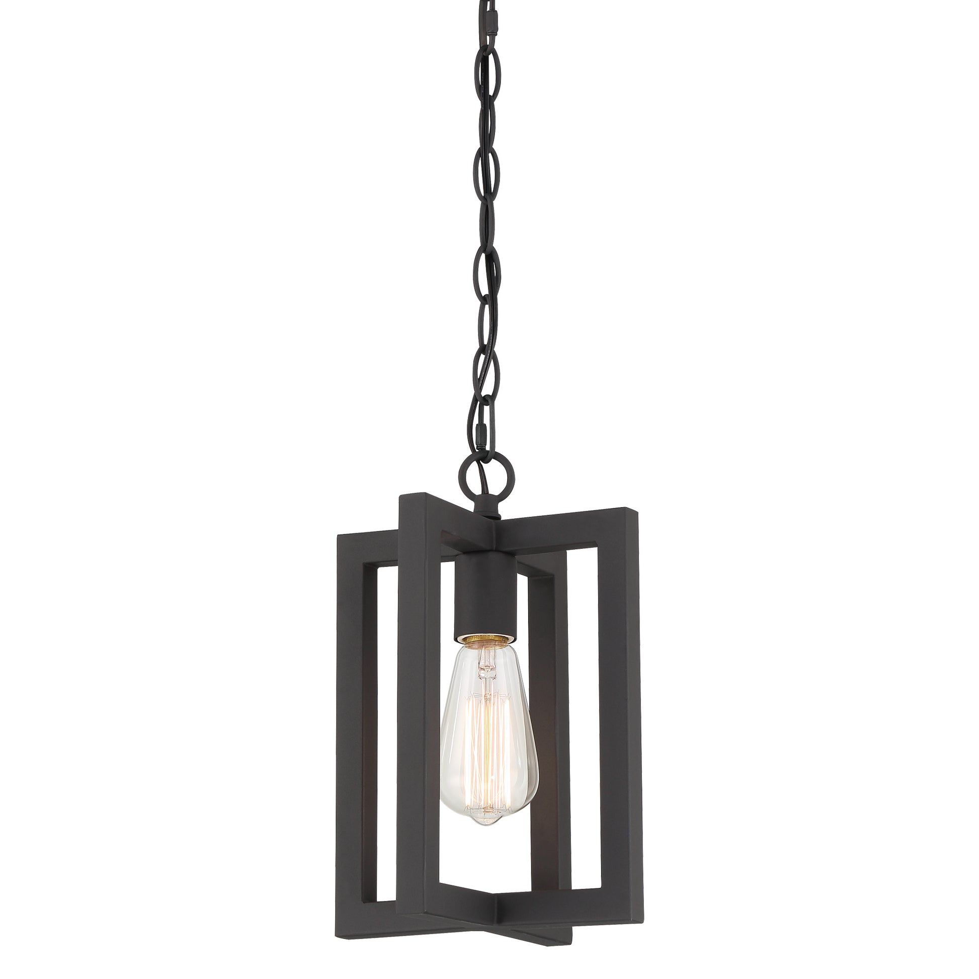 1 Light Living Room Steel Lantern Dimmable Farmhouse Pendant Ul Certified Black Ceiling Lights Steel Metal