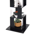 6 Tier Rotating Bookshelf, Floor Rack Simple Bookcase With Acrylic Plate Student Multi Function Creative Bookshelf For Living Room With Anti Toppling Base Black Particle Board