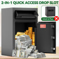 Depository Drop Safe, Front Drop Slot Lock Box With Digital Combination And Anti Fishing, Silent Deposit Safe Box, Security Money Safe For Cash Slips Expense Business Office Home Black Steel