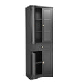 Tall Bathroom Storage Cabinet, Cabinet With Four Doors And Drawers, Adjustable Shelf, Mdf Board, Black Black Mdf