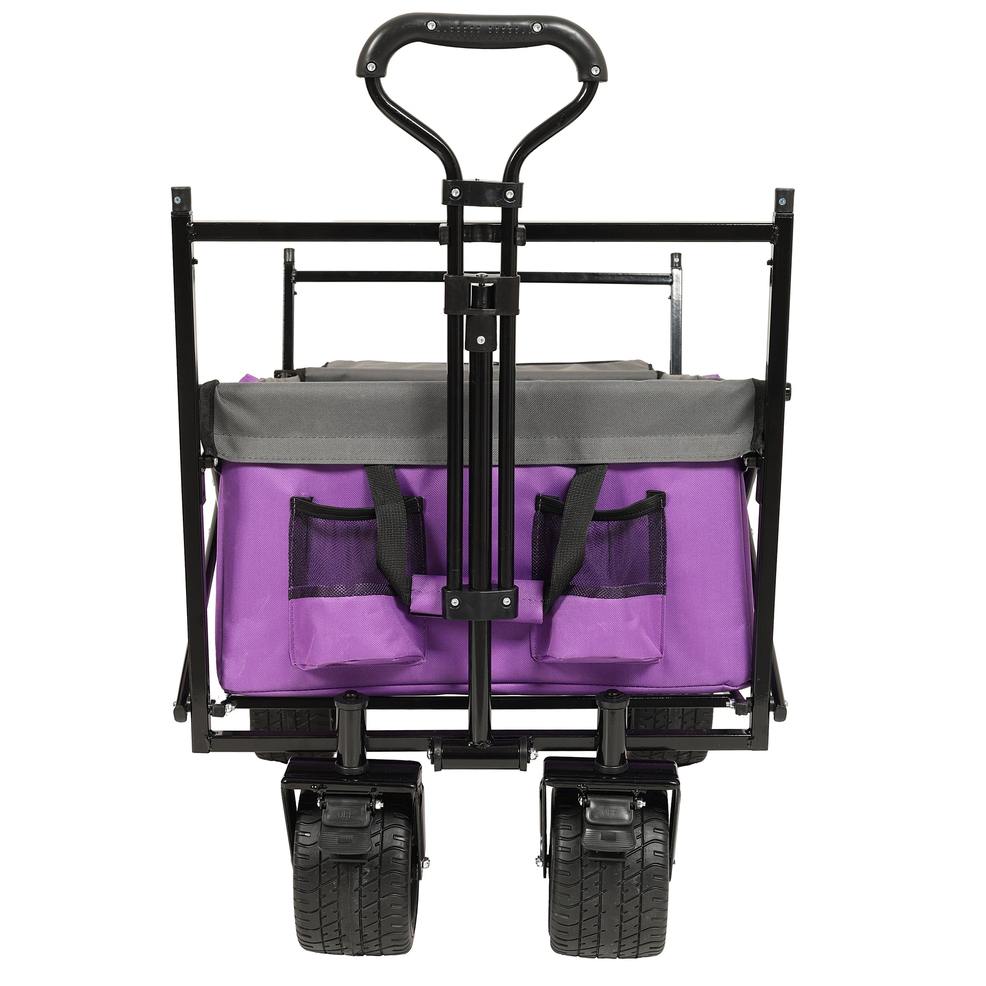 480Lbs Collapsible Wagon With Canopy,Wagon Stroller With 7" All Terrain Wheels, Lightweight Foldable Wagon, Large Capacity For Camping, Shopping, Sports, And Garden Use,Purple With Mosquito Net