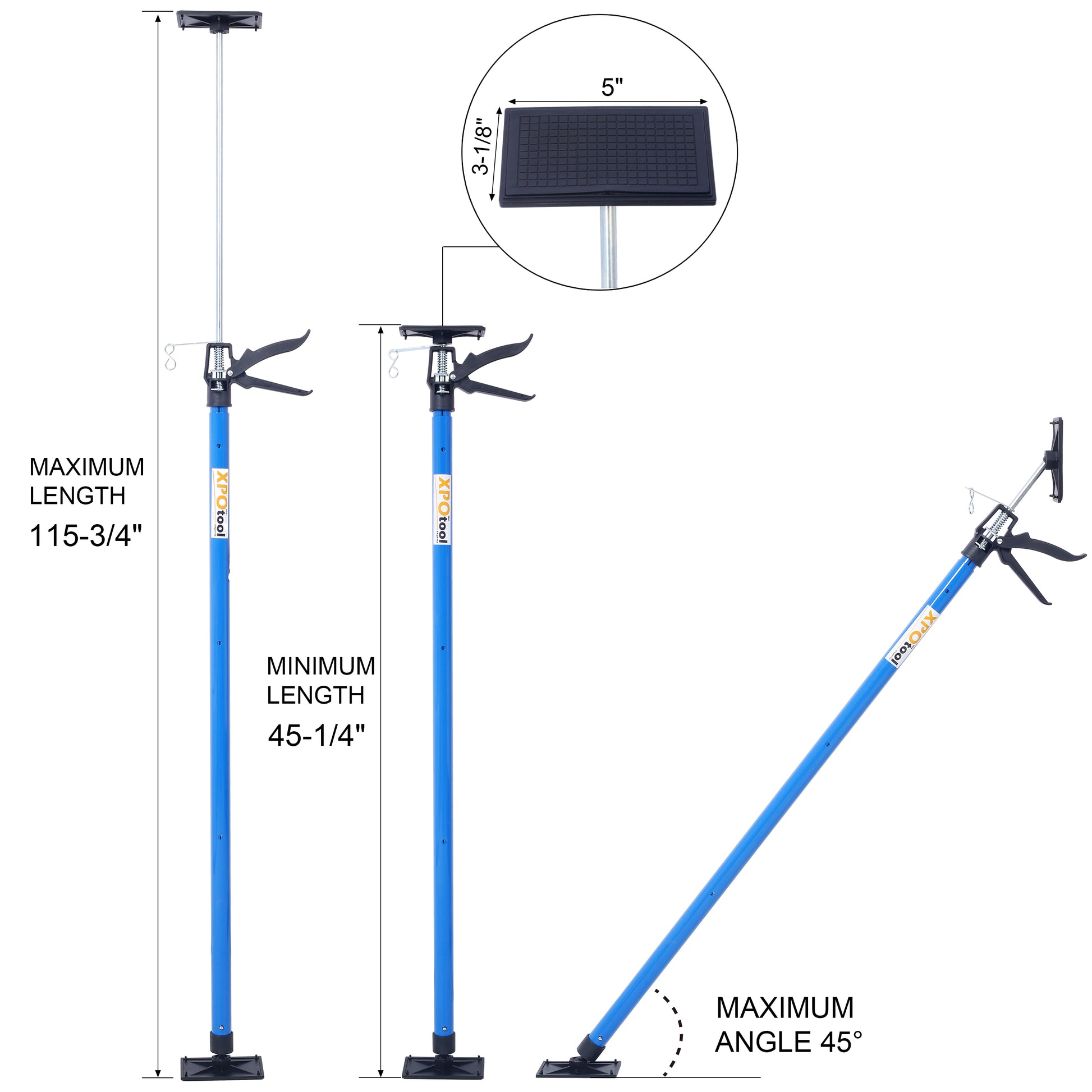 4 Pack Adjustable Support Pole,Steel 3Rd Hand Support System,Support Rod For Jacks Cargo Bars Drywalls,Cabinet Jacks For Installing Cabinets,Extends From 45 To 114 Inch ,With Carry Bag Black Blue Steel