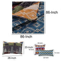 5 Piece Full Size Quilt Set With Nature Inspired Print, Multicolor Multicolor Fabric