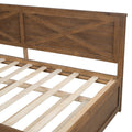 Twin Size Wood Daybed With Trundle And Rustic Guardrail, Ancient Brown Box Spring Not Required Twin Brown Wood Bedroom Solid Wood Mdf