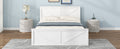 Queen Size Wooden Platform Bed With Four Storage Drawers And Support Legs, White Queen Antique White Pine