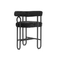 Coolmore Bar Stools Set Of 2, Modern Bar Stool With Back, Black Metal Frames, Upholstered Bar Stools For Kitchen Island, Pub, Club Black Chenille Black Foam Chenille