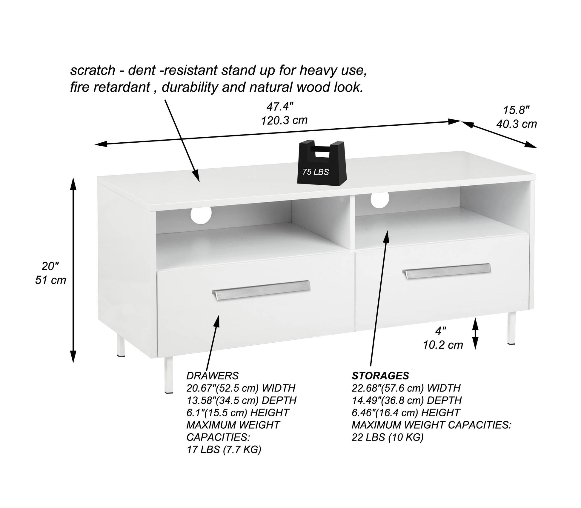 Tv Stand Modern White Media Console Entertainment Center With Storage Fits 75" Tv" White 70 79 Inches Solid Wood