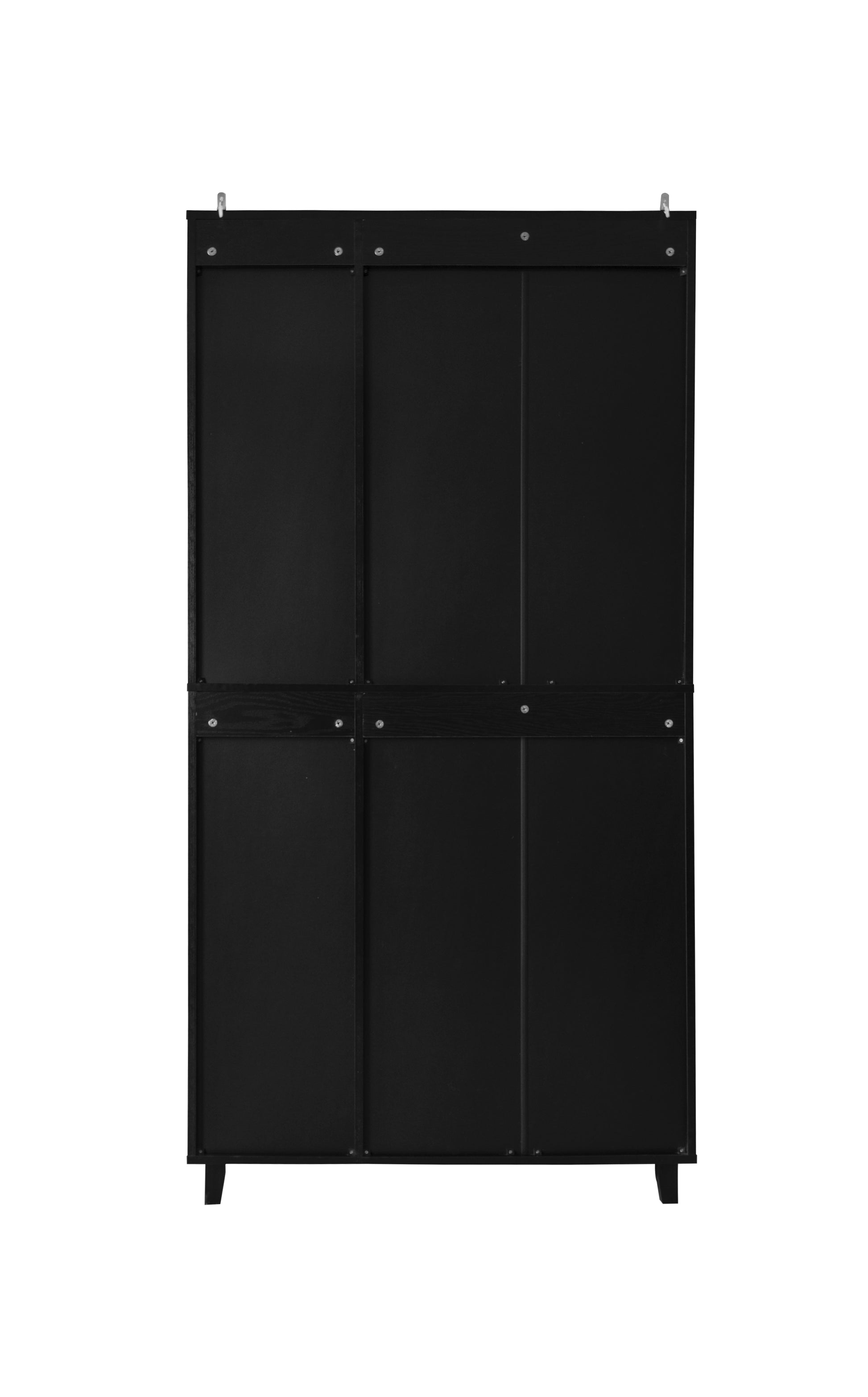 4 Door Cabinet With 4 Shelves With 4 Adjustable Inner Shelves, Storage Cabinet Black Mdf