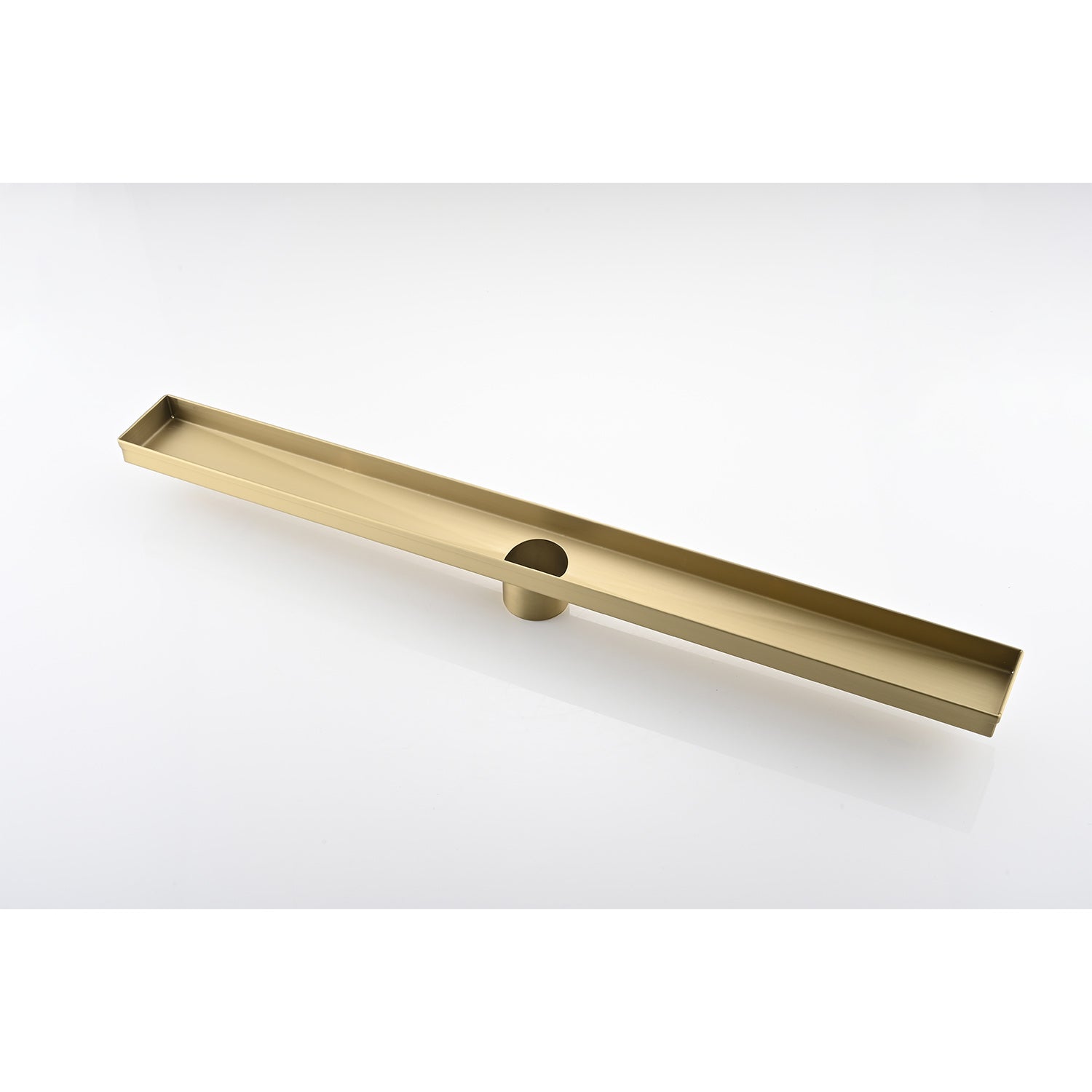 30 Inches Linear Shower Drain, Included Hair Strainer And Leveling Feet Brushed Gold Stainless Steel